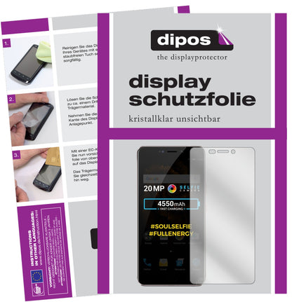 Klare Displayschutzfolie von dipos passend für Allview X4 Soul Xtreme, präziser Zuschnitt und blasenfrei montiert