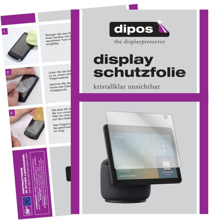 Klare Displayschutzfolie von dipos passend für Amazon Echo Show 10 (3. Generation), präziser Zuschnitt und blasenfrei montiert
