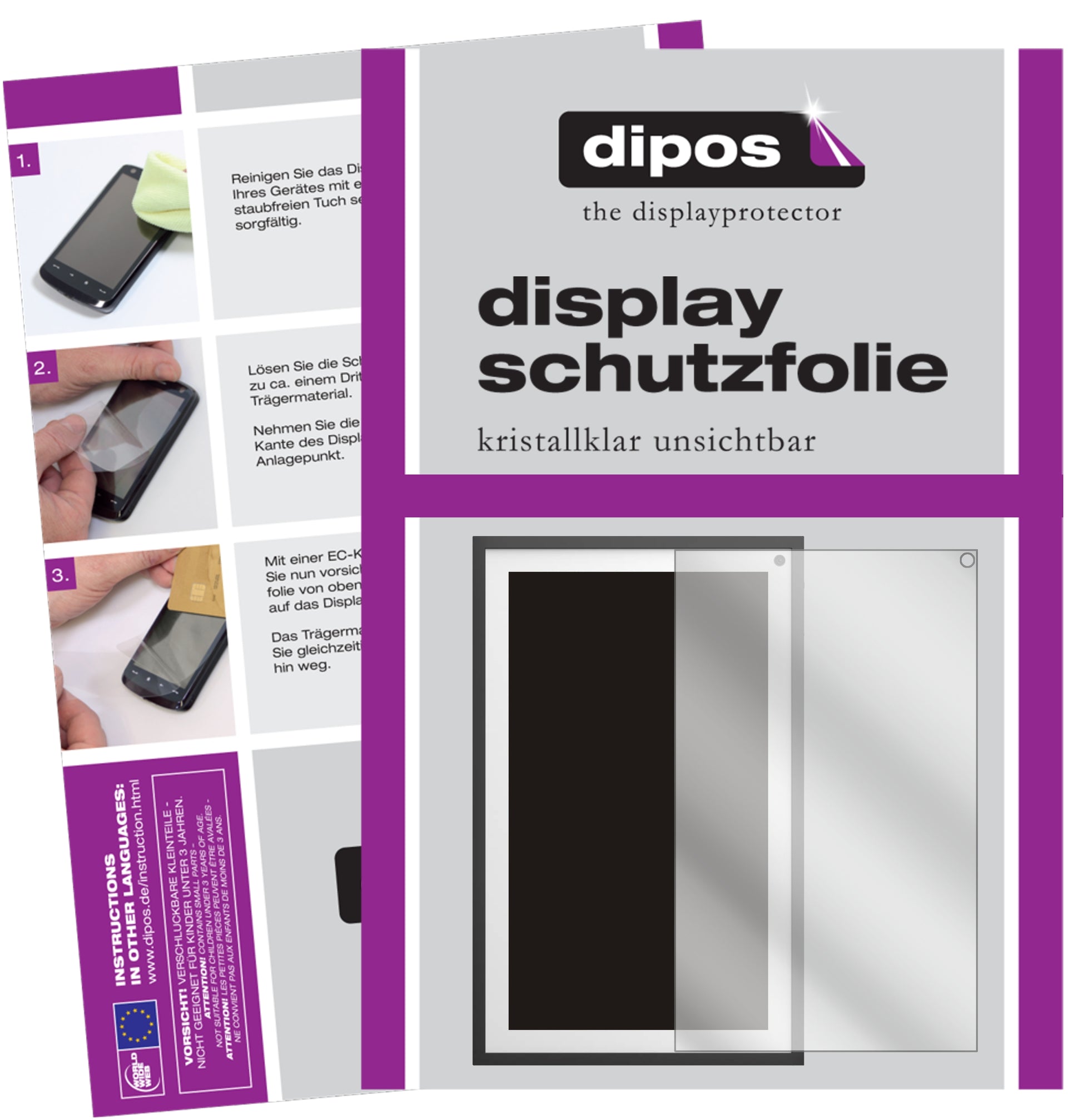 Klare Displayschutzfolie von dipos passend für Amazon Echo Show 15 (2021), präziser Zuschnitt und blasenfrei montiert