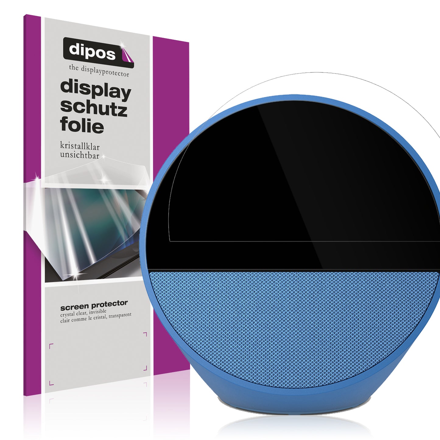 Klare Displayschutzfolie von dipos passend für Amazon Echo Spot 2024, präziser Zuschnitt und blasenfrei montiert