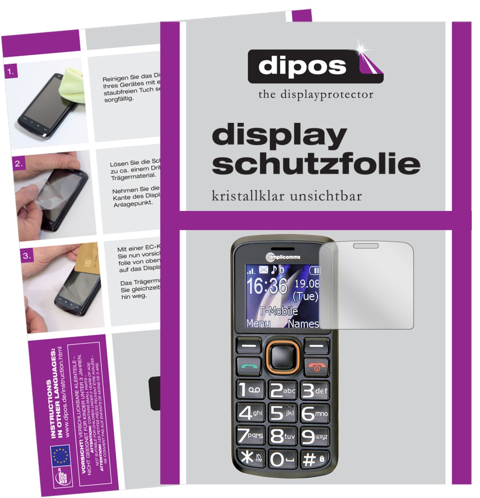 Klare Displayschutzfolie von dipos passend für Amplicomms PowerTel M6300, präziser Zuschnitt und blasenfrei montiert
