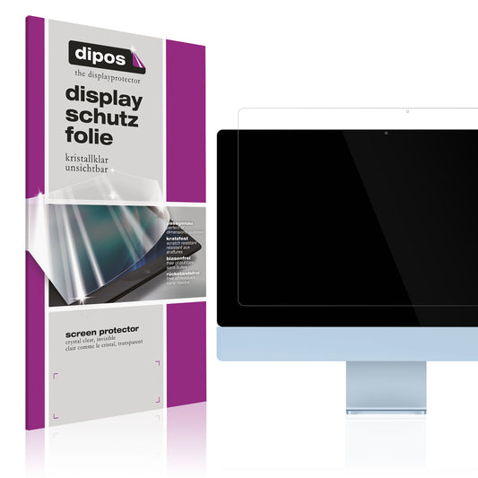 Klare Displayschutzfolie von dipos passend für Apple iMac M3 24 Zoll 2024, präziser Zuschnitt und blasenfrei montiert