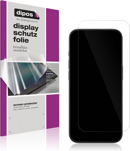 Klare Displayschutzfolie von dipos passend für Apple iPhone 15 Pro Max, präziser Zuschnitt und blasenfrei montiert
