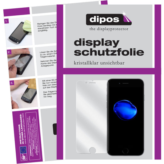 Klare Displayschutzfolie von dipos passend für Apple iPhone 7, präziser Zuschnitt und blasenfrei montiert