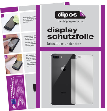 Klare Displayschutzfolie von dipos passend für Apple iPhone 8 Plus Rückseite, präziser Zuschnitt und blasenfrei montiert