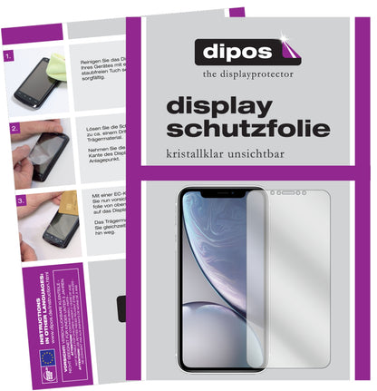 Klare Displayschutzfolie von dipos passend für Apple iPhone XR, präziser Zuschnitt und blasenfrei montiert
