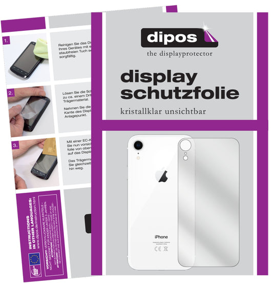 Klare Displayschutzfolie von dipos passend für Apple iPhone XR Rückseite, präziser Zuschnitt und blasenfrei montiert