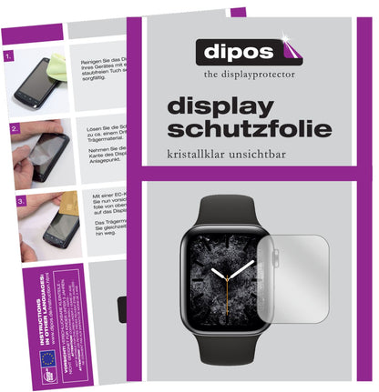 Klare Displayschutzfolie von dipos passend für Apple Watch Series 5 (40mm), präziser Zuschnitt und blasenfrei montiert