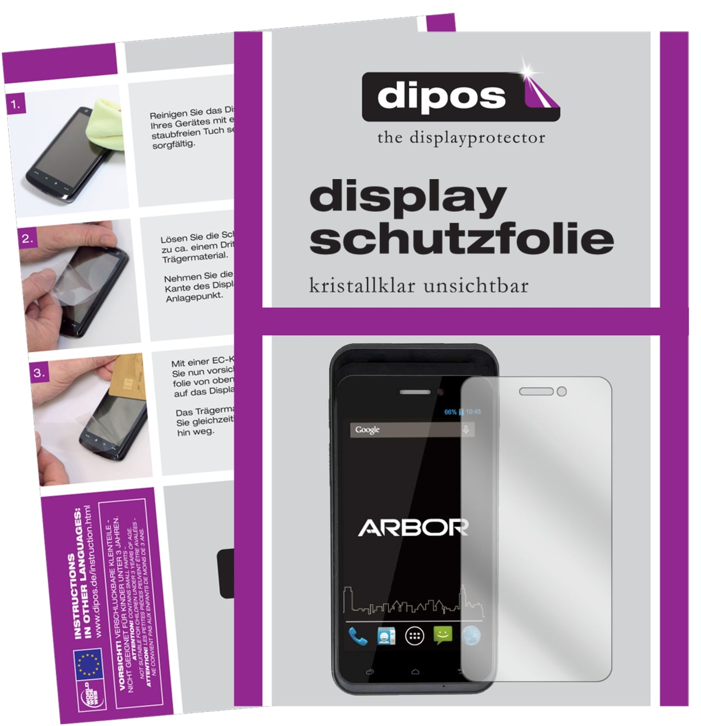 Klare Displayschutzfolie von dipos passend für Arbor Gladius 5, präziser Zuschnitt und blasenfrei montiert