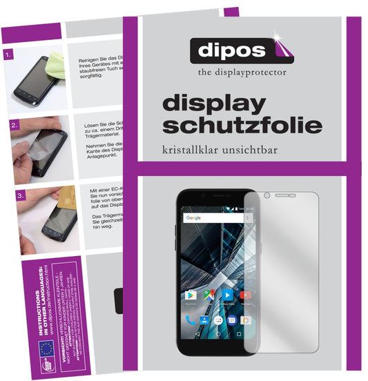 Klare Displayschutzfolie von dipos passend für Archos 55 Graphite, präziser Zuschnitt und blasenfrei montiert