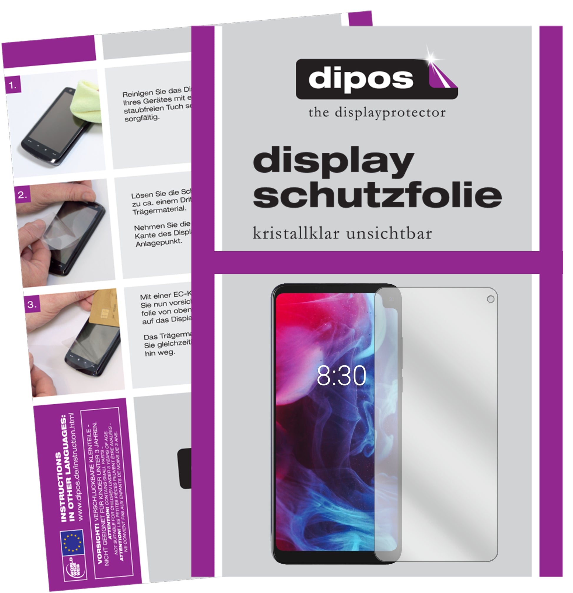 Klare Displayschutzfolie von dipos passend für Archos Oxygen 68XL, präziser Zuschnitt und blasenfrei montiert
