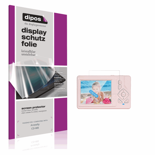 Klare Displayschutzfolie von dipos passend für Aroeally CD-W8, präziser Zuschnitt und blasenfrei montiert