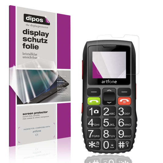 Klare Displayschutzfolie von dipos passend für artfone C1, präziser Zuschnitt und blasenfrei montiert