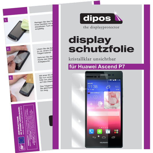 Klare Displayschutzfolie von dipos passend für Ascend P7 Huawei, präziser Zuschnitt und blasenfrei montiert