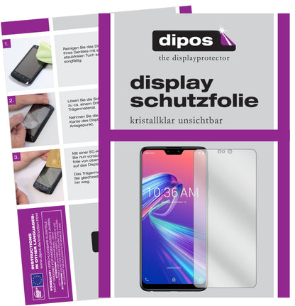Klare Displayschutzfolie von dipos passend für Asus ZenFone Max Pro (M2), präziser Zuschnitt und blasenfrei montiert