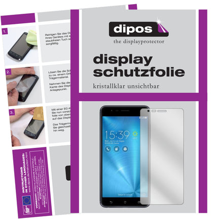 Klare Displayschutzfolie von dipos passend für Asus ZenFone Zoom S, präziser Zuschnitt und blasenfrei montiert