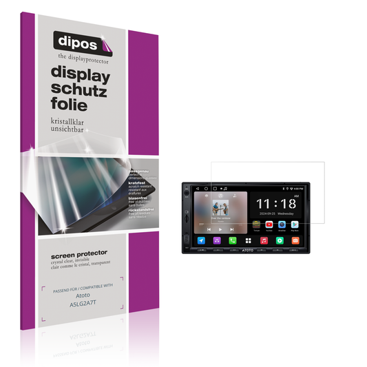 Klare Displayschutzfolie von dipos passend für Atoto A5LG2A7T, präziser Zuschnitt und blasenfrei montiert