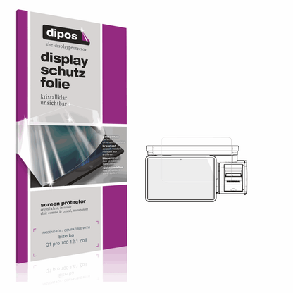 Klare Displayschutzfolie von dipos passend für Bizerba Q1 pro 100 12.1 Zoll, präziser Zuschnitt und blasenfrei montiert
