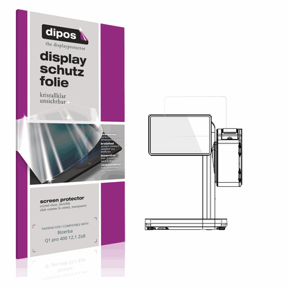 Klare Displayschutzfolie von dipos passend für Bizerba Q1 pro 400 12.1 Zoll, präziser Zuschnitt und blasenfrei montiert