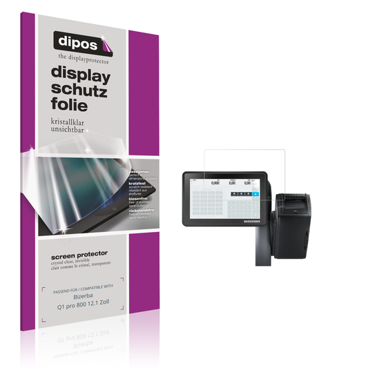 Klare Displayschutzfolie von dipos passend für Bizerba Q1 pro 800 12.1 Zoll, präziser Zuschnitt und blasenfrei montiert