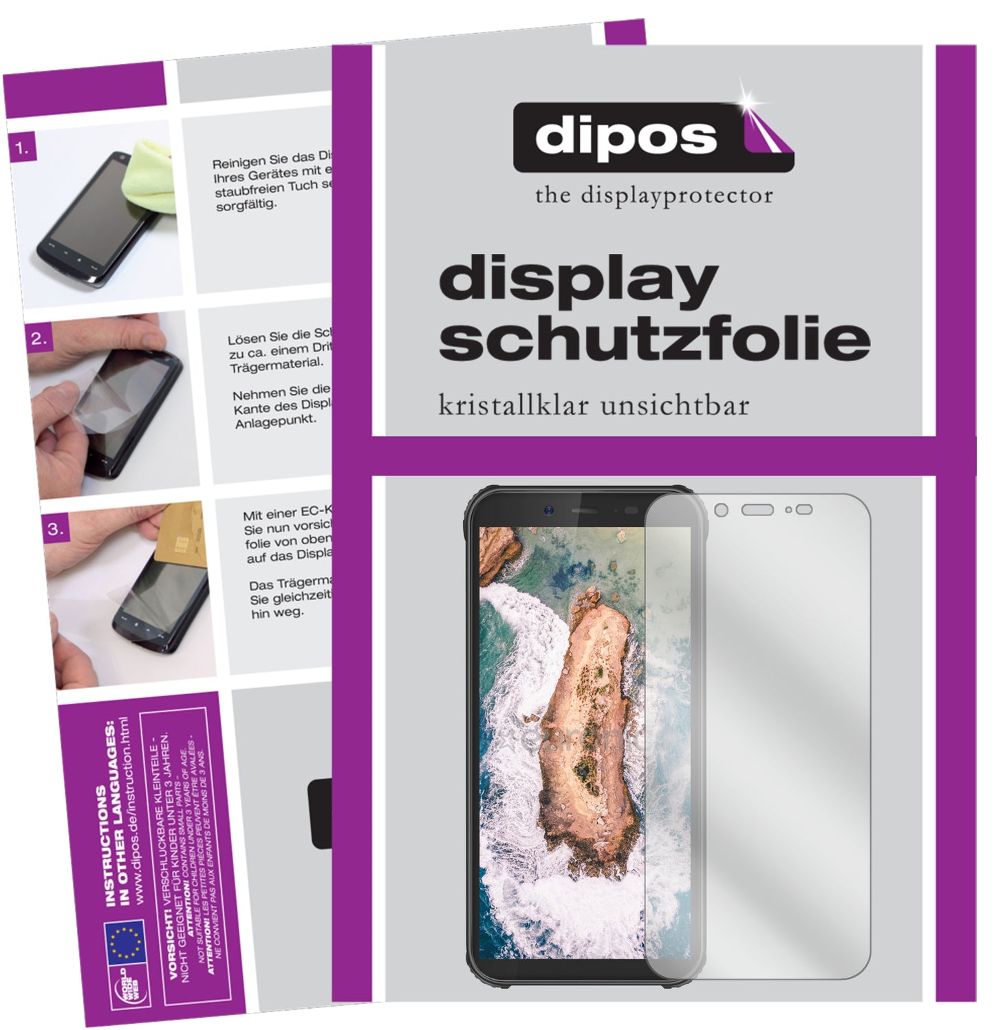 Klare Displayschutzfolie von dipos passend für Blackview BV5500 Pro, präziser Zuschnitt und blasenfrei montiert