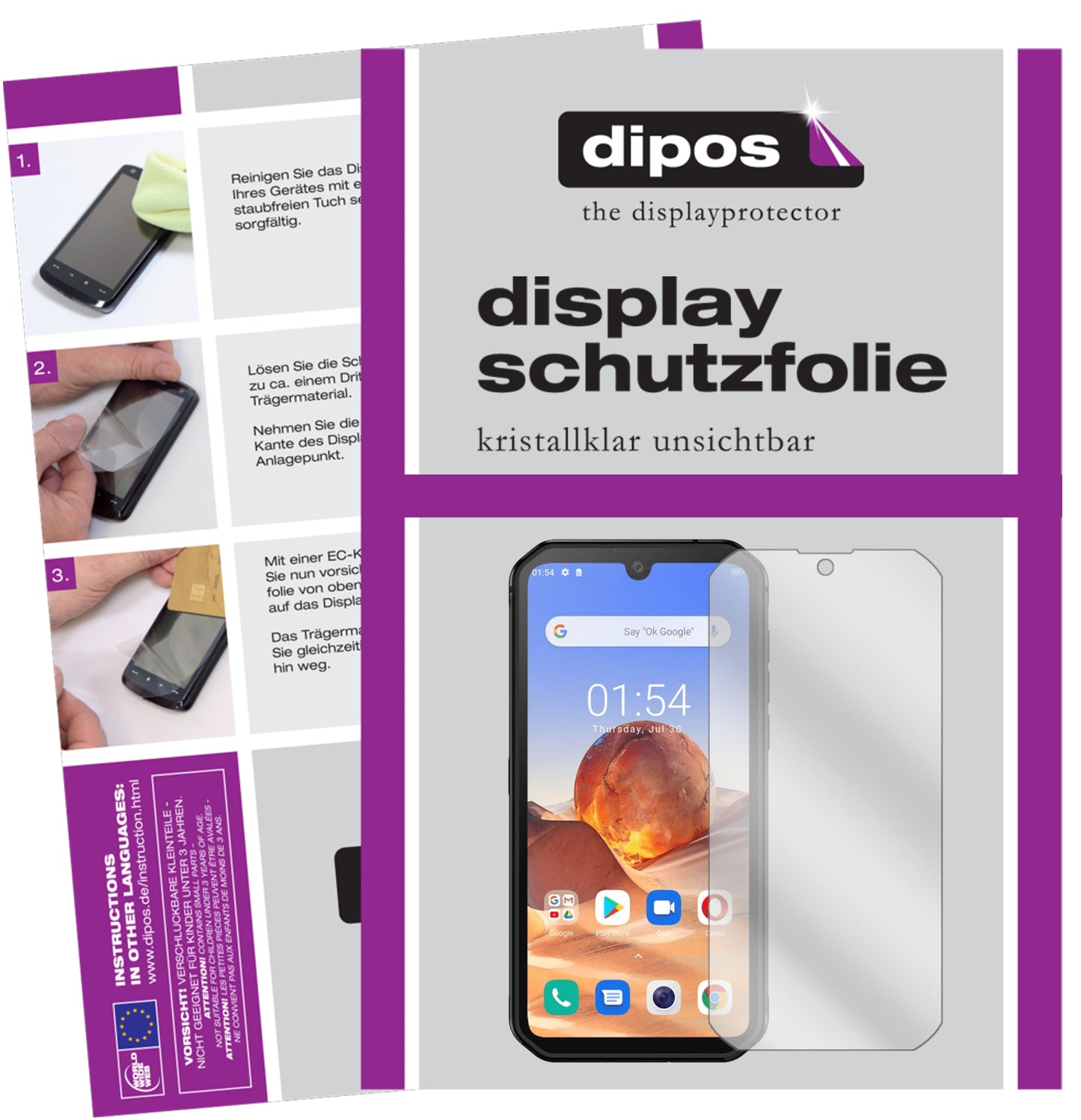 Klare Displayschutzfolie von dipos passend für Blackview BV9900, präziser Zuschnitt und blasenfrei montiert