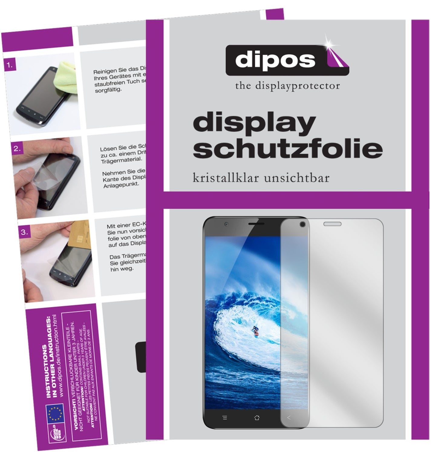 Klare Displayschutzfolie von dipos passend für Blackview E7s, präziser Zuschnitt und blasenfrei montiert