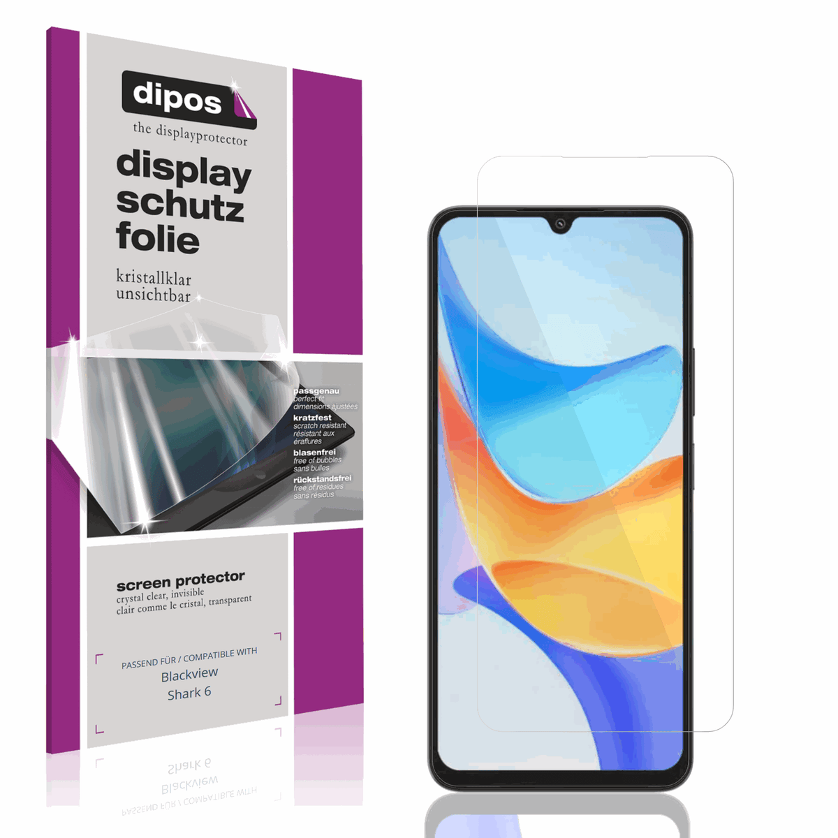 Klare Displayschutzfolie von dipos passend für Blackview Shark 6 Kamera-Linse, präziser Zuschnitt und blasenfrei montiert