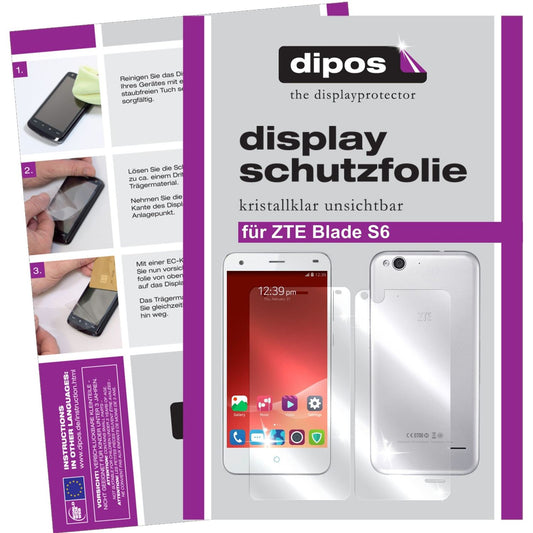 Klare Displayschutzfolie von dipos passend für Blade S6 ZTE, präziser Zuschnitt und blasenfrei montiert