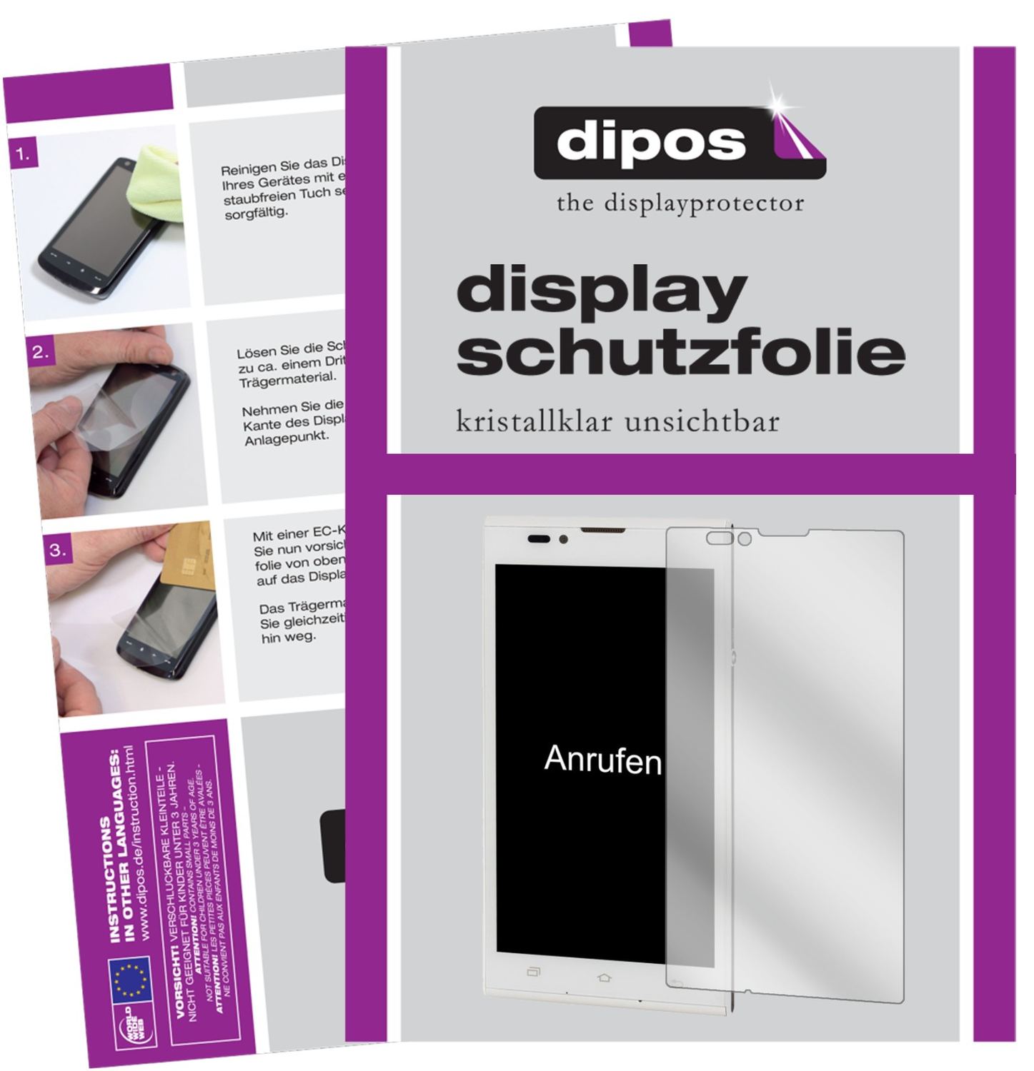 Klare Displayschutzfolie von dipos passend für BlindShell 2, präziser Zuschnitt und blasenfrei montiert