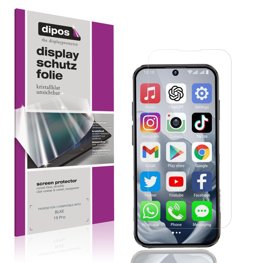 Klare Displayschutzfolie von dipos passend für BLKE 19 Pro, präziser Zuschnitt und blasenfrei montiert