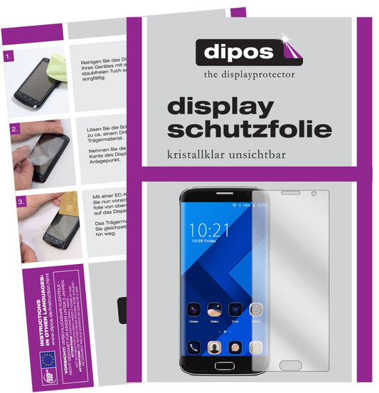 Klare Displayschutzfolie von dipos passend für BLUBOO Edge, präziser Zuschnitt und blasenfrei montiert