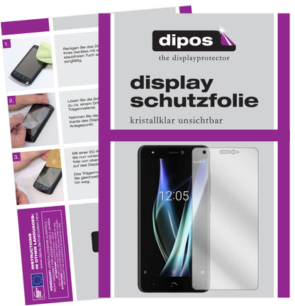 Klare Displayschutzfolie von dipos passend für BQ Aquaris X, präziser Zuschnitt und blasenfrei montiert