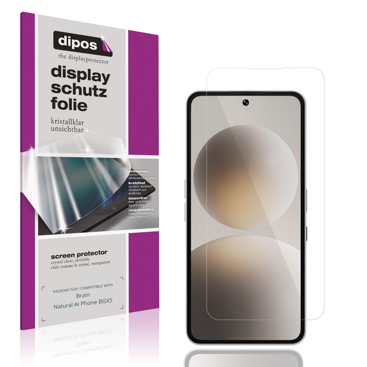 Klare Displayschutzfolie von dipos passend für Brain Natural AI Phone BGX5, präziser Zuschnitt und blasenfrei montiert