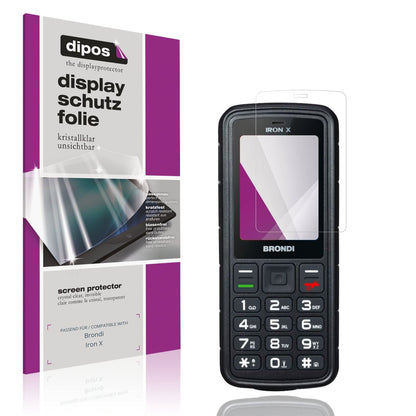 Klare Displayschutzfolie von dipos passend für Brondi Iron X, präziser Zuschnitt und blasenfrei montiert