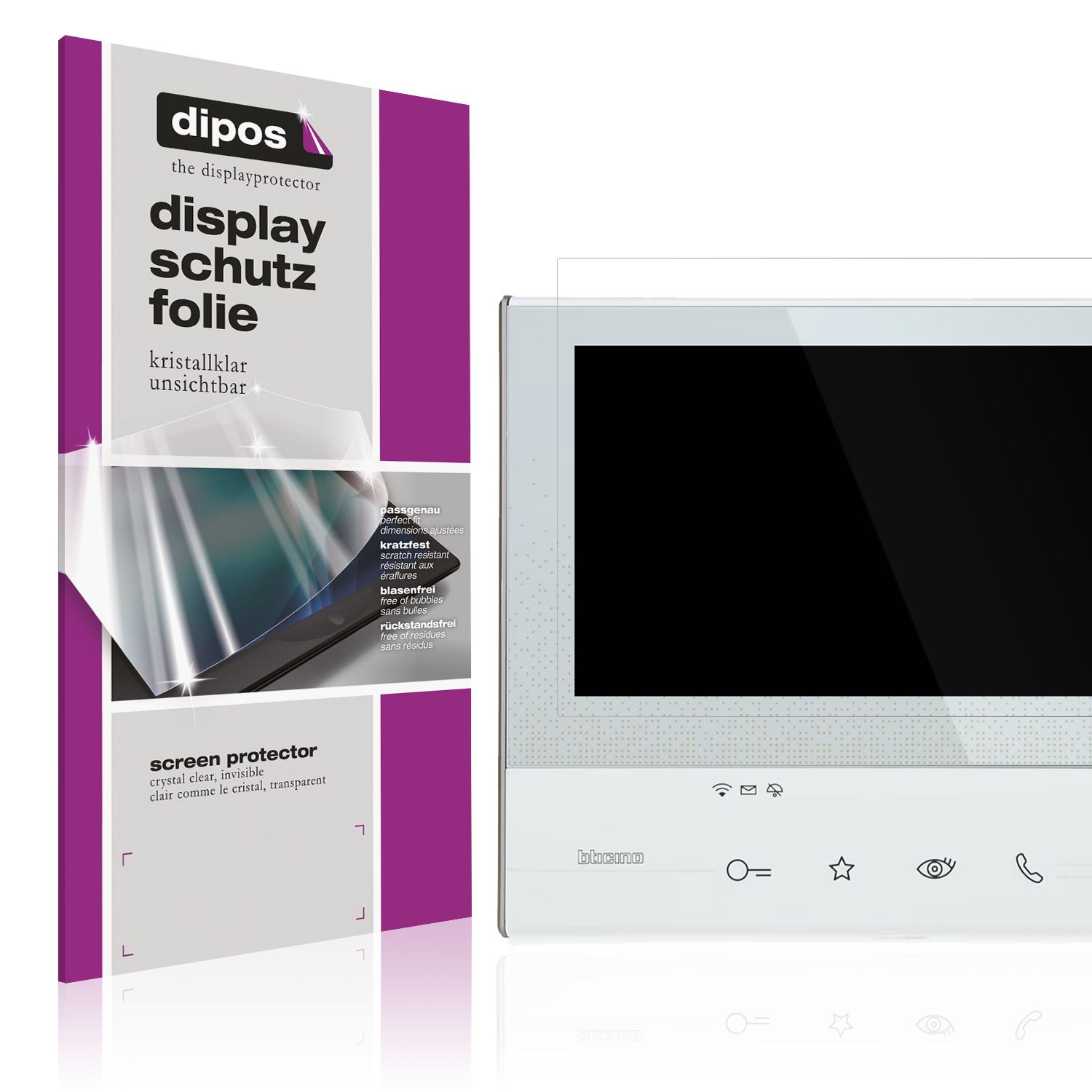 Klare Displayschutzfolie von dipos passend für Bticino CLASSE 300 X 13E 344642, präziser Zuschnitt und blasenfrei montiert