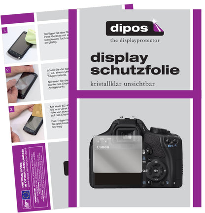 Klare Displayschutzfolie von dipos passend für Canon EOS 500D, präziser Zuschnitt und blasenfrei montiert
