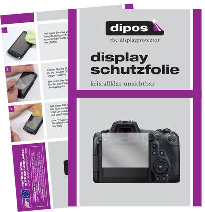 Klare Displayschutzfolie von dipos passend für Canon EOS R5, präziser Zuschnitt und blasenfrei montiert