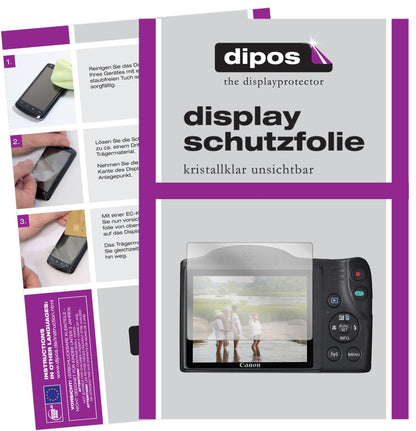 Klare Displayschutzfolie von dipos passend für Canon Powershot SX430 IS, präziser Zuschnitt und blasenfrei montiert