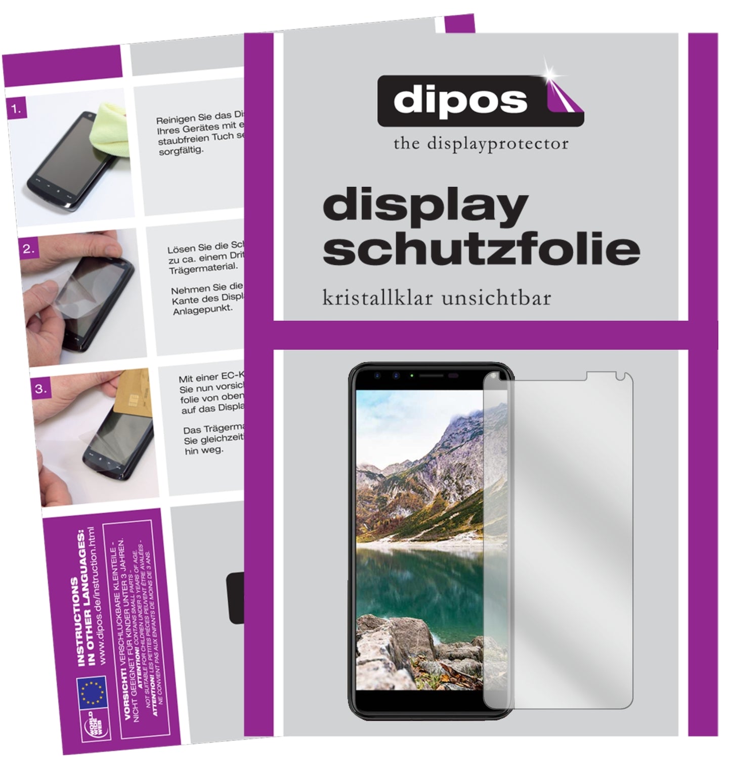 Klare Displayschutzfolie von dipos passend für Cherry Mobile Flare S6 Plus, präziser Zuschnitt und blasenfrei montiert