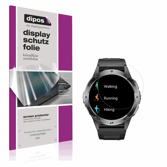 Klare Displayschutzfolie von dipos passend für CHOOSETIME EF6, präziser Zuschnitt und blasenfrei montiert
