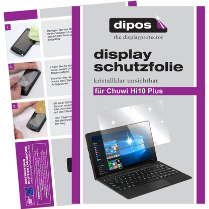 Klare Displayschutzfolie von dipos passend für Chuwi Hi10 Plus, präziser Zuschnitt und blasenfrei montiert
