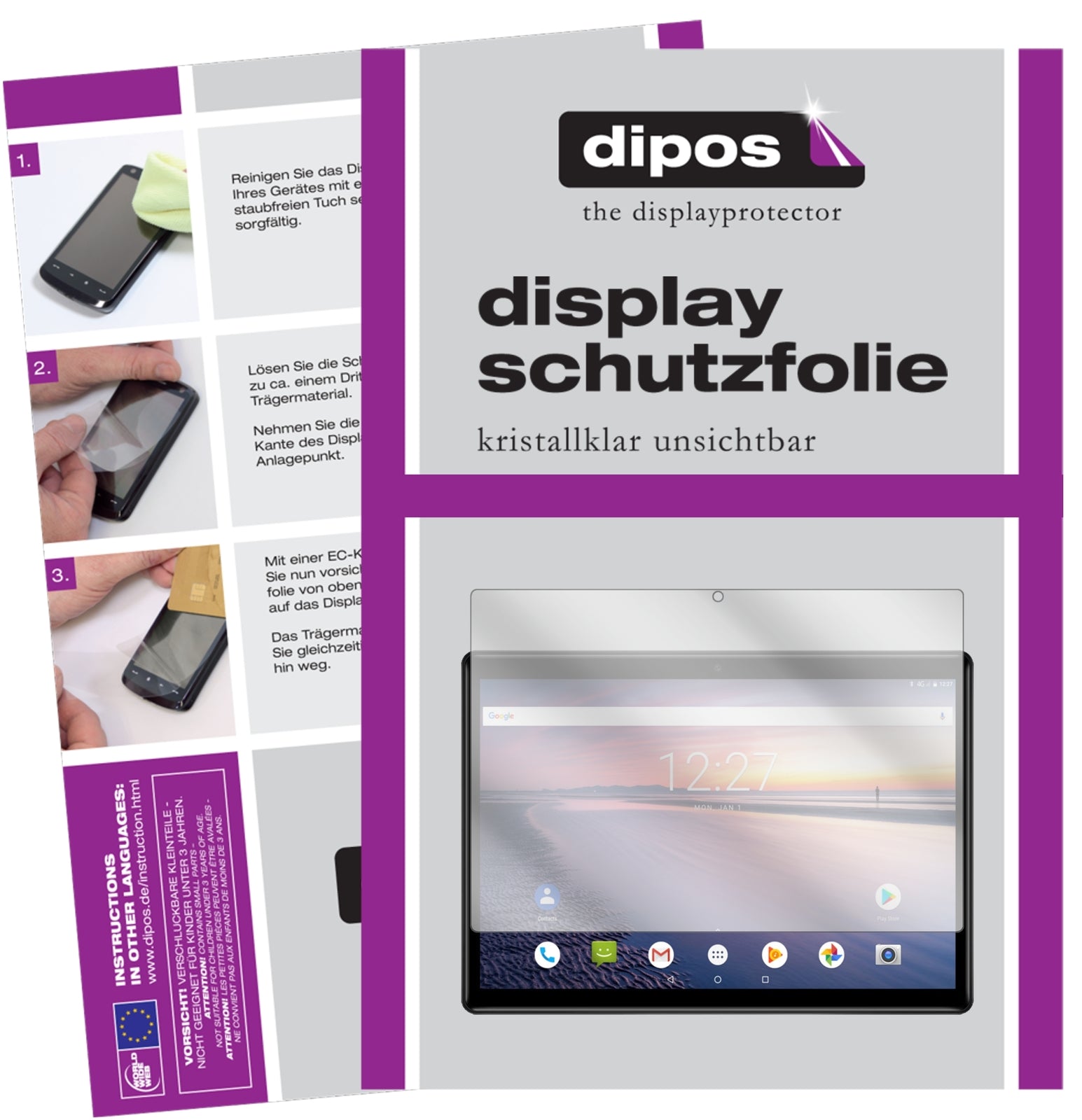 Klare Displayschutzfolie von dipos passend für Chuwi Hi9 Air, präziser Zuschnitt und blasenfrei montiert