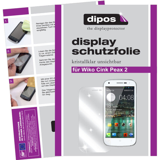 Klare Displayschutzfolie von dipos passend für Cink Peax 2 Wiko, präziser Zuschnitt und blasenfrei montiert