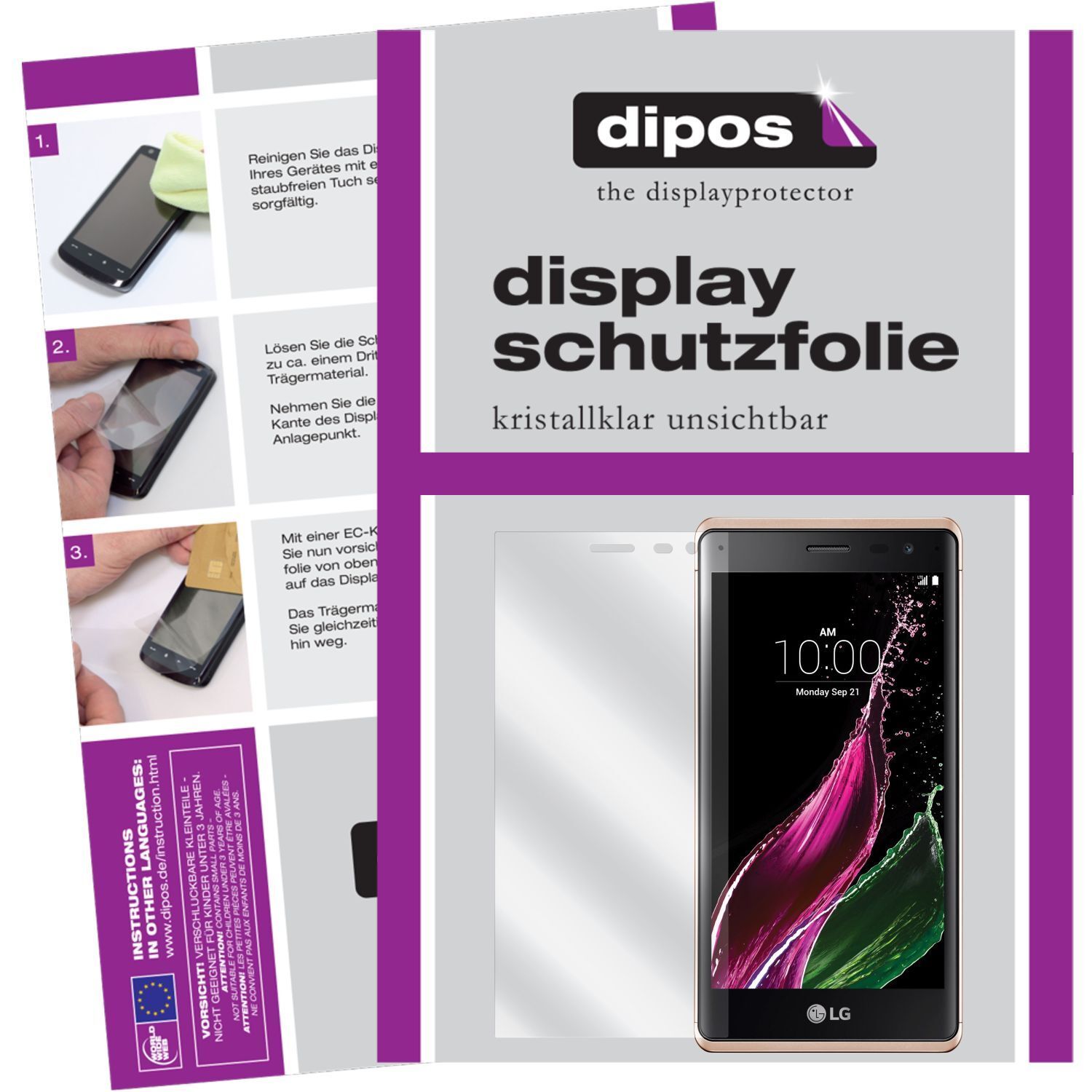 Klare Displayschutzfolie von dipos passend für Class LG, präziser Zuschnitt und blasenfrei montiert
