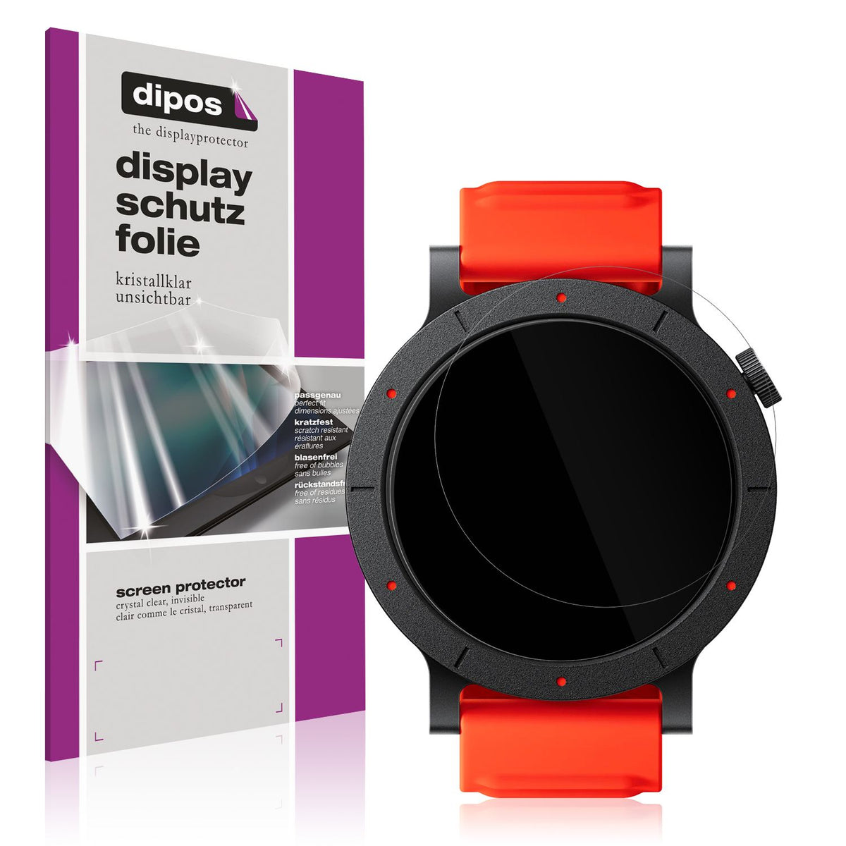 Klare Displayschutzfolie von dipos passend für CMF Watch 3 Pro, präziser Zuschnitt und blasenfrei montiert