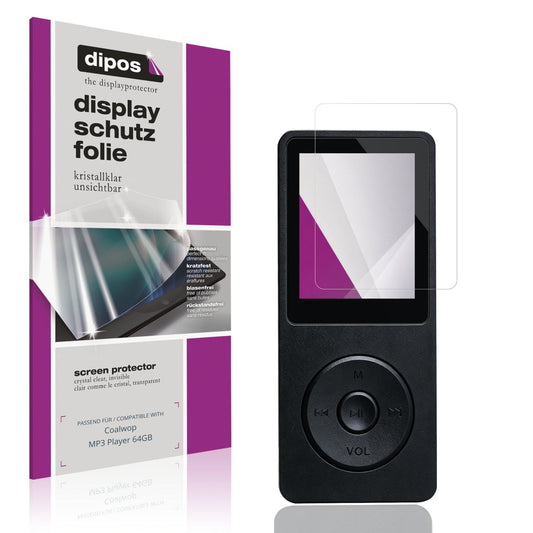 Klare Displayschutzfolie von dipos passend für Coalwop MP3 Player 64GB, präziser Zuschnitt und blasenfrei montiert