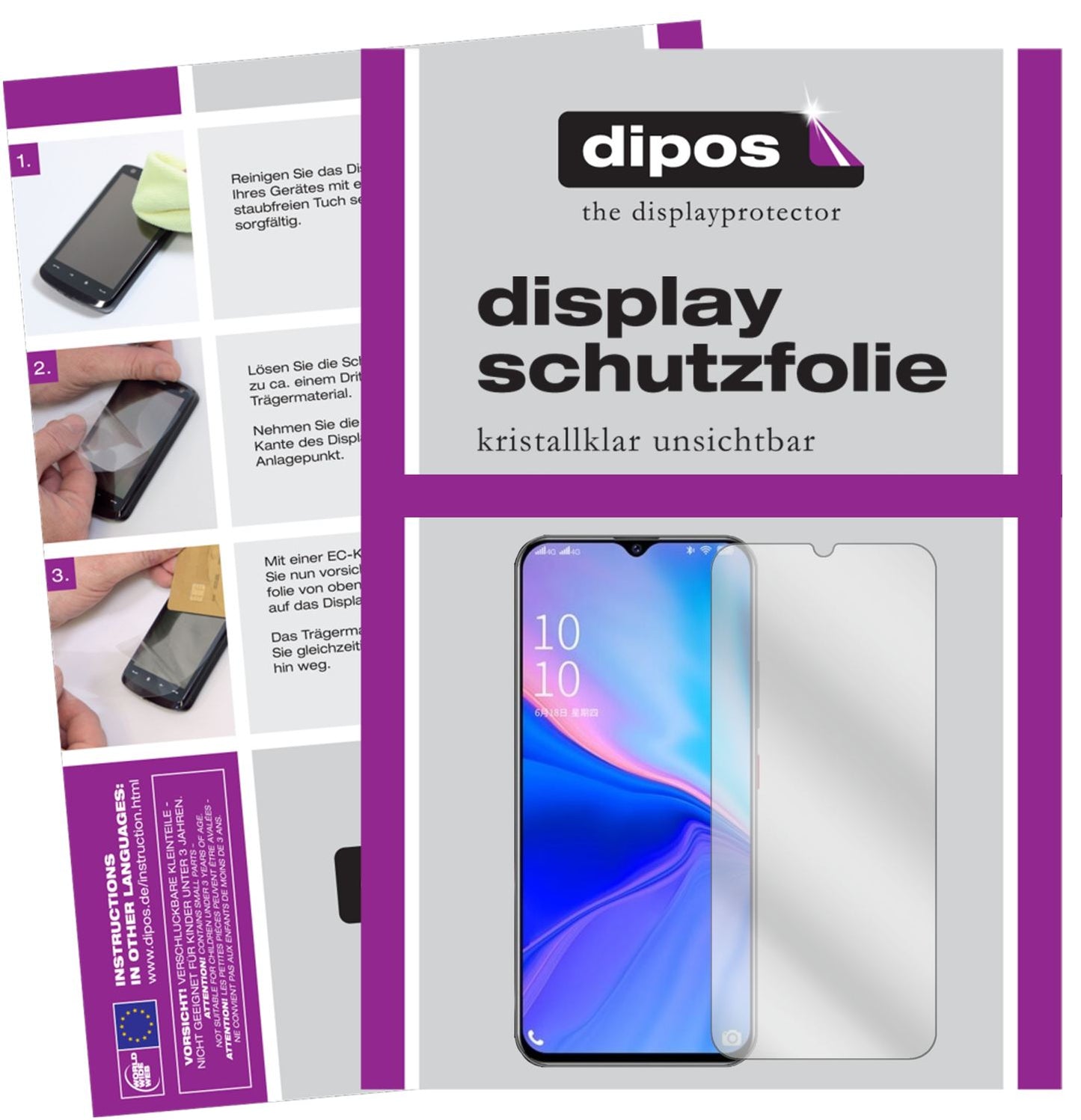 Klare Displayschutzfolie von dipos passend für Coolpad COOL10, präziser Zuschnitt und blasenfrei montiert