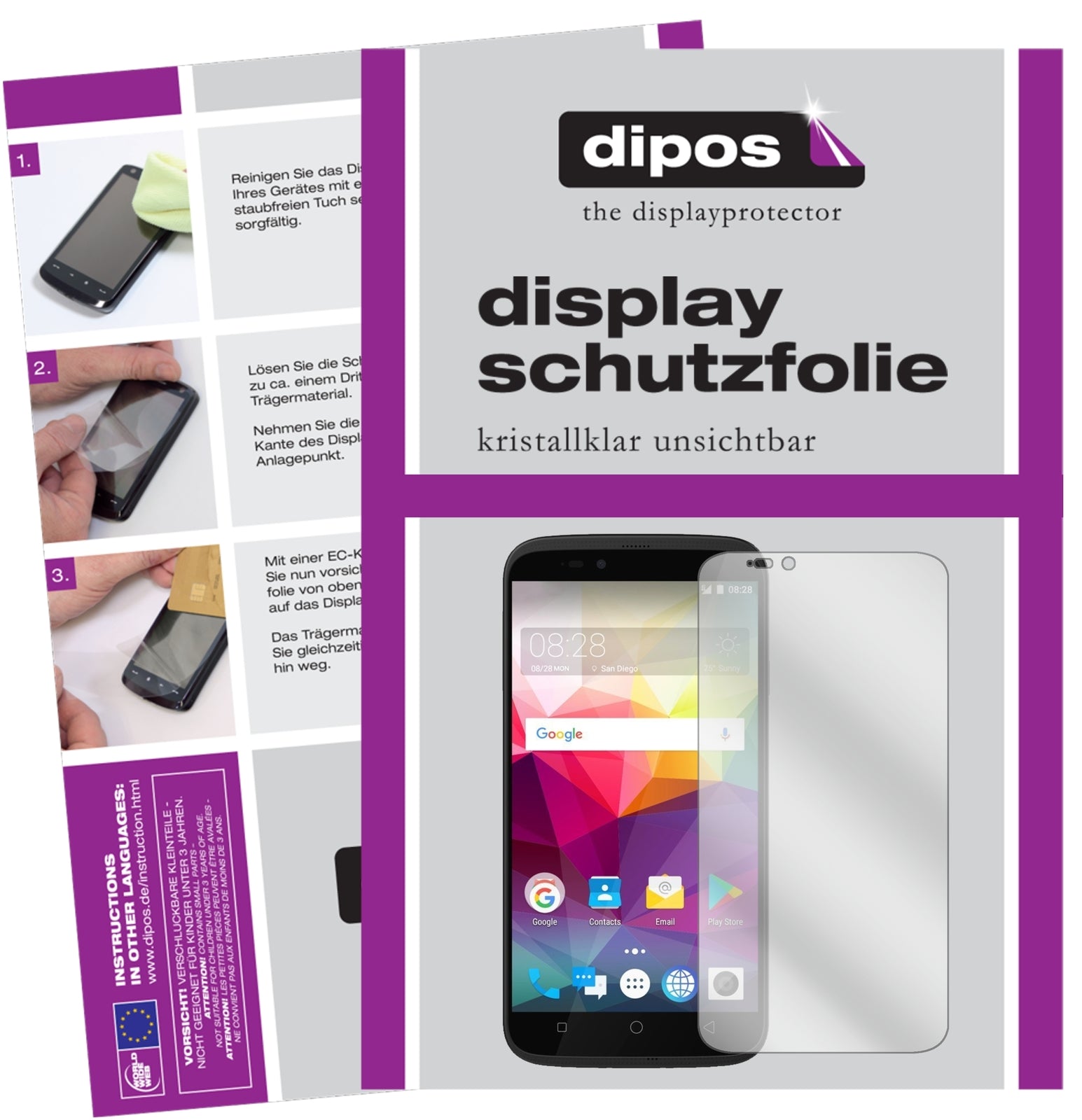 Klare Displayschutzfolie von dipos passend für Coolpad Splatter, präziser Zuschnitt und blasenfrei montiert