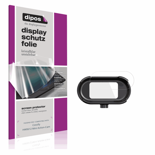 Klare Displayschutzfolie von dipos passend für Cossify HW0612 Mini Action-Cam, präziser Zuschnitt und blasenfrei montiert